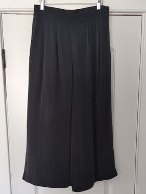 Kit and Ace Black Pull- On Wide-Leg Washable Silk Cropped Wide Leg
